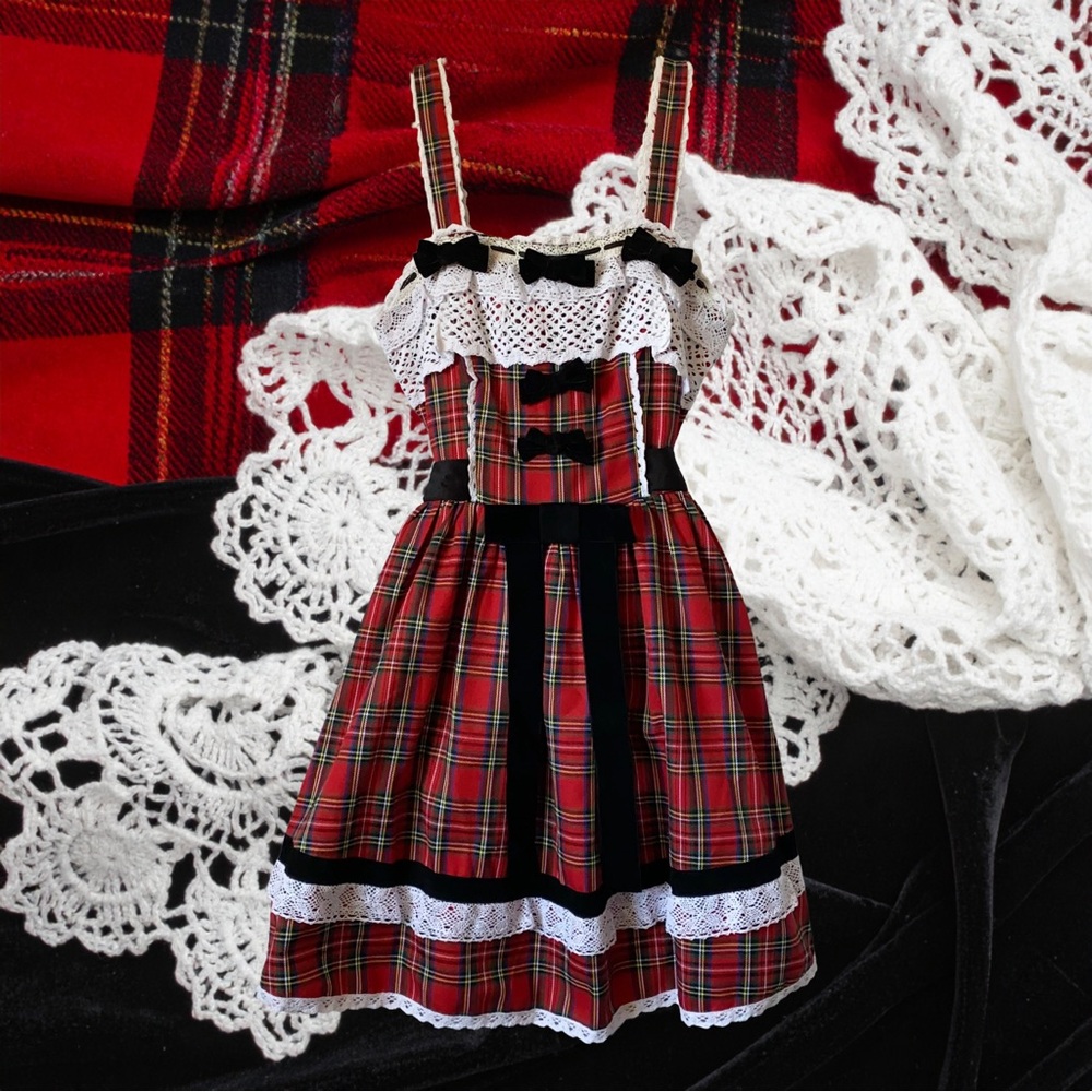 NWT White Tea Dolly Indie Old School Holiday EGL Red Tartan JSK Dress Sz L/XL